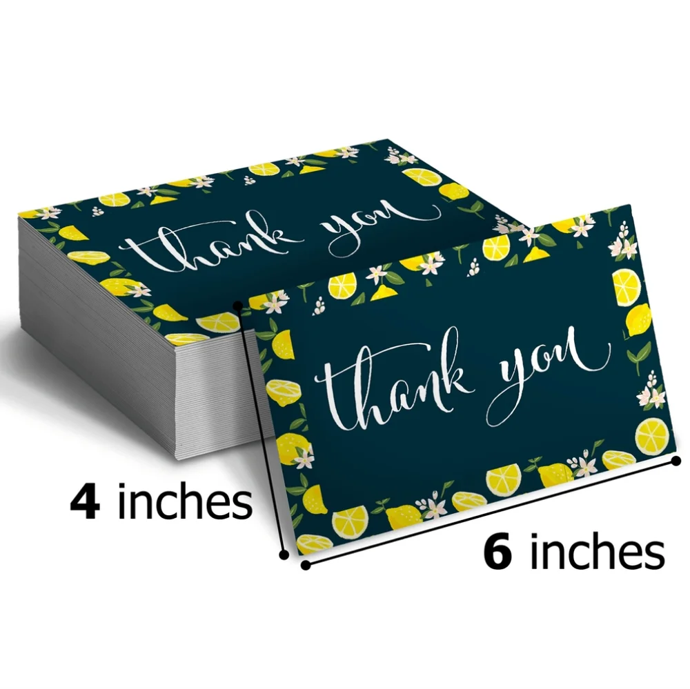 25 Pack Thank you Cards Lemons Insert Cards 4x6